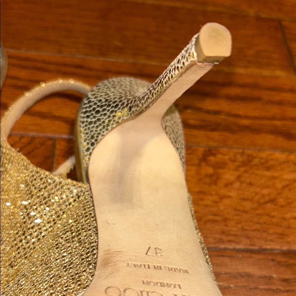 Jimmy Choo Glittering Gold Slingback Heels - Picture 9 of 14